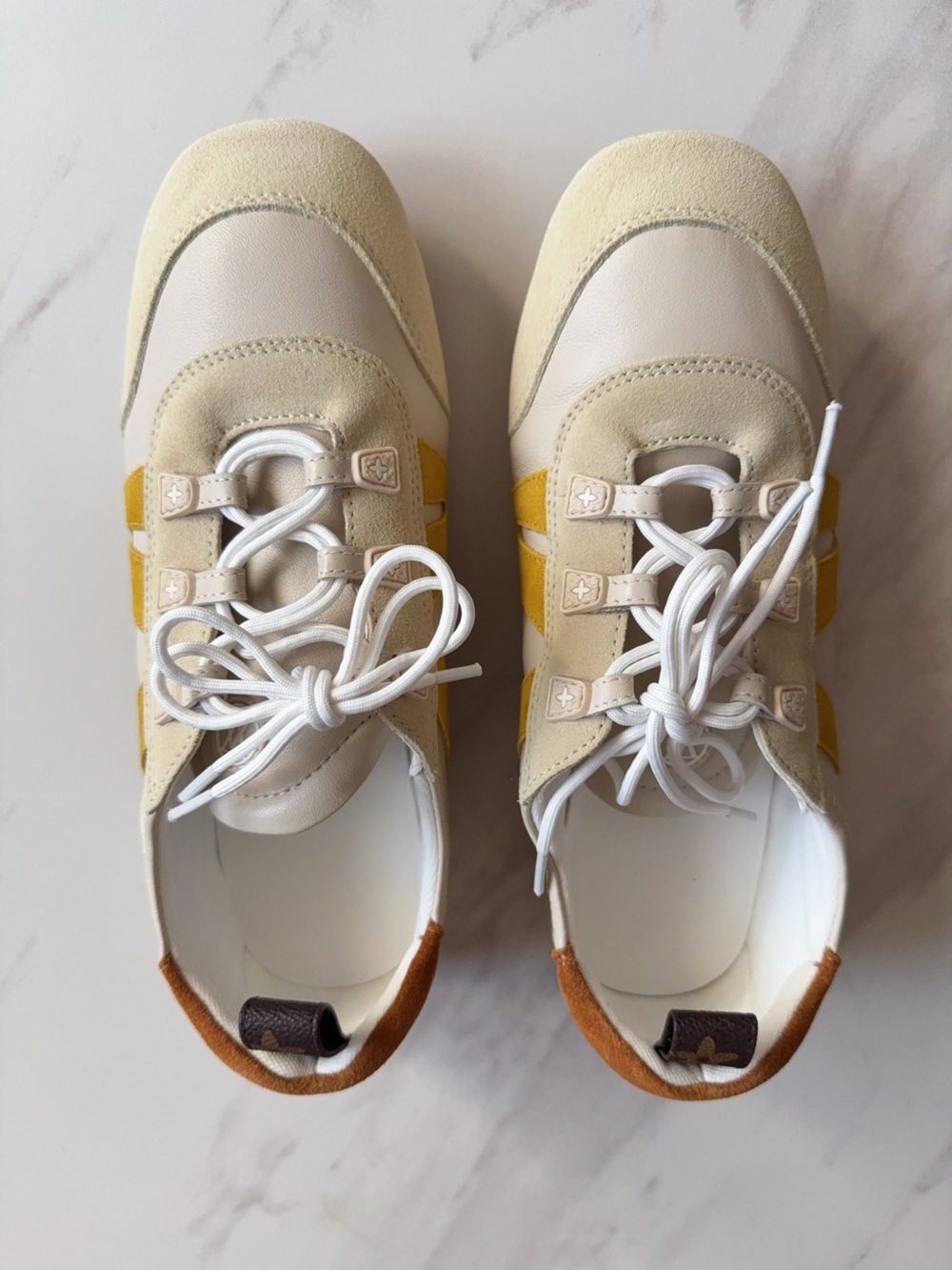 Louis Vuitton Style Cream & Yellow Women's Low-Top Sneakers(OEM)